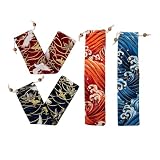 Happyyami Aufbewahrungsbeutel für Besteck aus Baumwollstoff, 4 Stück im japanischen Design, ideal als Tischdekoration und Geschenkverpackung bei Einweihungsfeiern