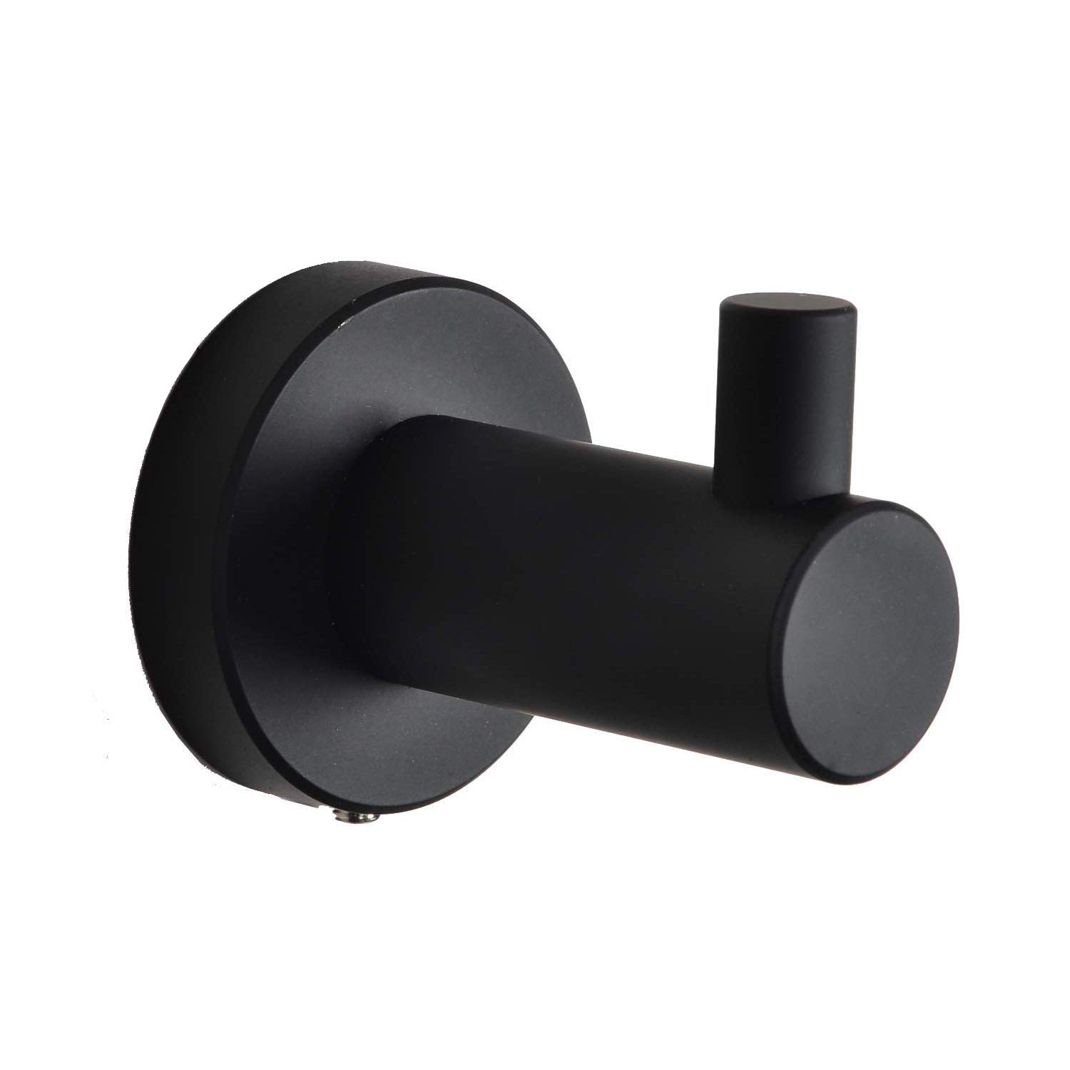 KOOLIFT Robe Hooks Bathroom Towel Hook Hanger, Decortive Wall Hooks for Hanging Towels, Coats, Hand Towel Closet Hooks, Door Hooks for Clothes Wall Mount, Heavy Duty Stainless Steel, Matte Black