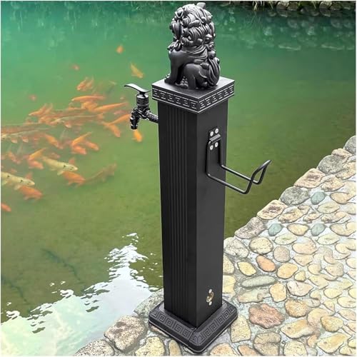Stainless Steel Freestanding Water Column with Faucet - Outdoor Water Station for Plants, Vertical Fountain & Hydrant Feature for Patio & Lawn Irrigation