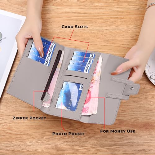 Image of Kraptick Women's Wallet -Stylish and Compact Purse Clutch Wallet for Women, Stylish Card Coin Holder, Debit Card Holder, Money Organizer and Travel Wallet for Women with 13 Slots (Light Gray)