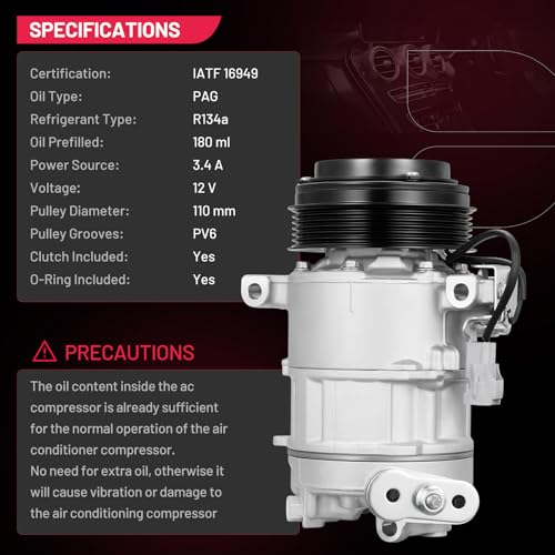BDFHYK 141262C Air Conditioning A/C Compressor with Clutch Compatible with Ram ProMaster City L4 2.4L 2015-2022
