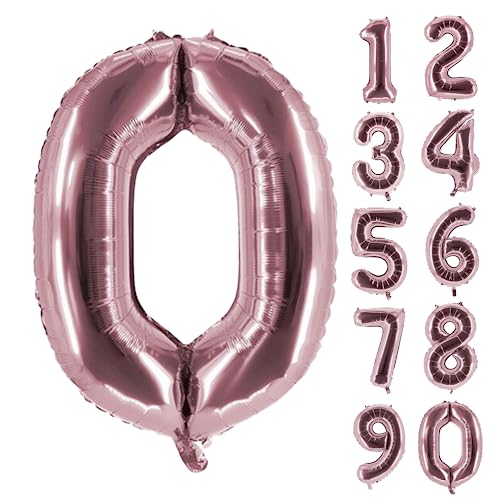 Party Factory Ballon gonflable XXL chiffre 0, 100 cm, rose, anniversaire, Abi, jubilé, fête, ballon d'hélium, décoration