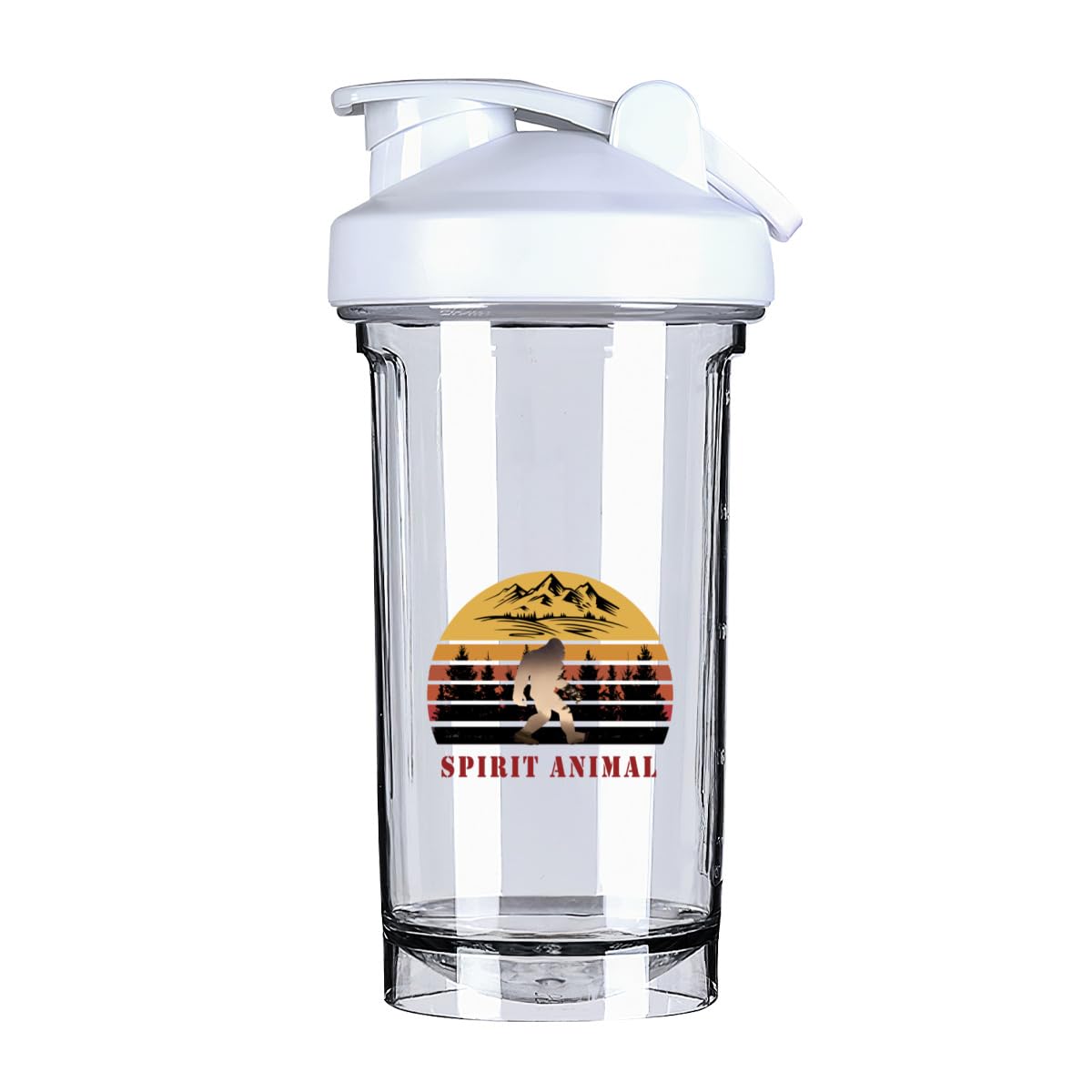 Sasquatch Bigfoot is My Spirit Animal 1 18 Ounce Shaker Bottle Drink Mixer Leak-proof Pre Workout Protein Shakes Meal Replacement Shakes Bottles 500ML/18 Oz White