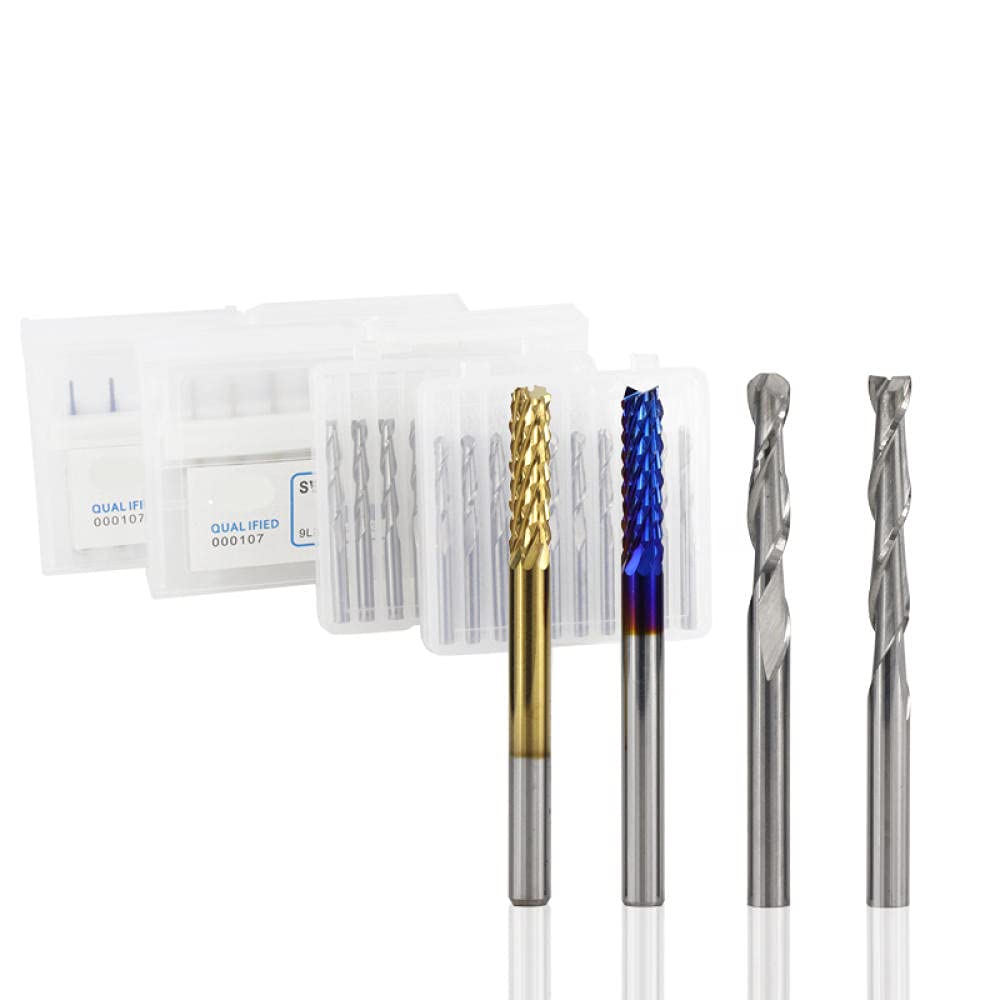 Endmühle Gravur Bits Set nano blau beschichtete CNC-Router-Bits Schneiden Frässchneider 1/8 "Schaft-Hartmetall-Fräswerkzeuge-40pcs Mill Kit 3