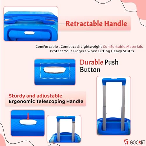Image of GOCART WITH G LOGO Polycarbonate 360A Rotating Wheels with Carry Handle Kids Trolley Luggage Bag (Blue) (20 INCH)