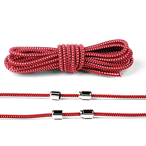 LZDseller01 Schnürsenkel, 1 Paar Lazy Schnellverschluss-Sneakers, Stretchschnürsenkel, Metallkappe ohne rundes Gummiband, für Kinder und Erwachsene, Nicht Null, rot, Free Size
