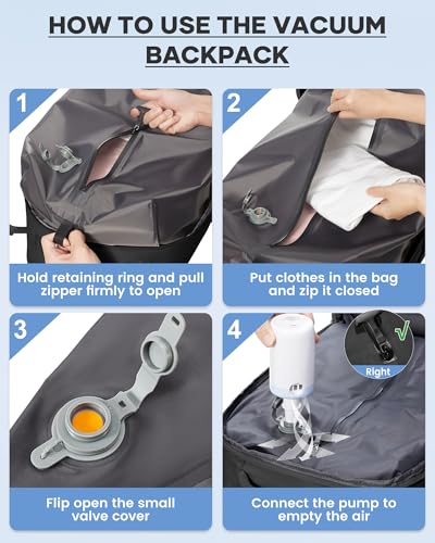Vacuum Backpack Travel with Pump, Travel Carry On Backpack with Vacuum Compression System, Mochila de viaje compresion al vacio - Black3