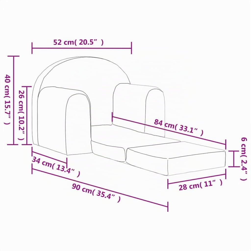 vidaXL Sofá Cama para Niños, Sillón con Respaldo Reposabrazos, Mini Sofá Infantil, Asiento para Dormitorio Sala de Juegos, Felpa Suave Rosa