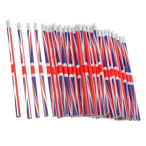 Operitacx 36 crayons pour enfants en vrac : 7,5 pouces grands crayons en bois mignons avec embout gomme, impression du drapeau britannique Union Jack pour les...