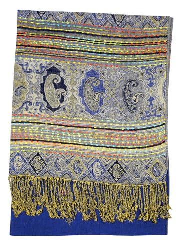 Achillea Reversible Bohemian Pashmina Ethnic Tribal Border Shawl Wrap Scarf4