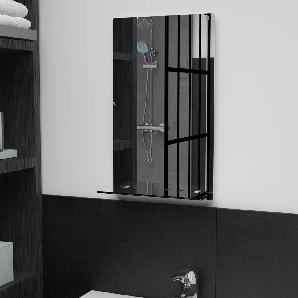 Espejo de pared moderno con estantería, 30 x 50 cm, vidrio templado, muebles de baño decorativos para baño, sala de estar, dormitorio, fácil montaje en la pared