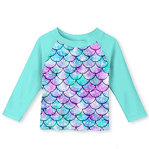 Image of Kids Girls Rash Guard 2pcs Swimsuit Long Sleeves Mermaid Bathing Suit Swimwear Sunsuit UPF 50+