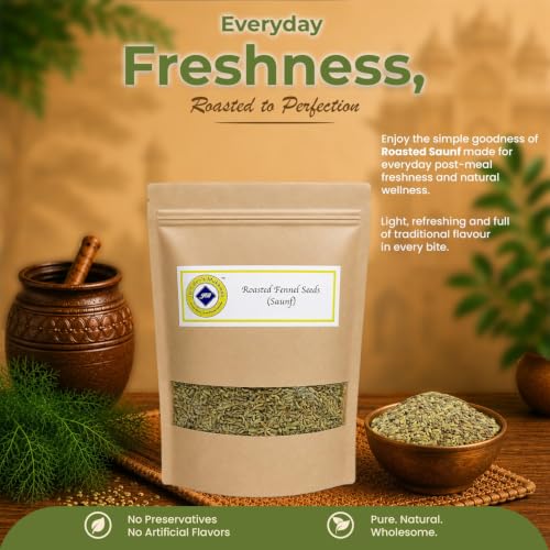 Image of Jyoti Ben's Roasted Abu Road Saunf | Premium Gujarati Mukhwas | Salted After Meal Mouth Freshener | No Preservatives | 250g x 3 Pouches (750g)
