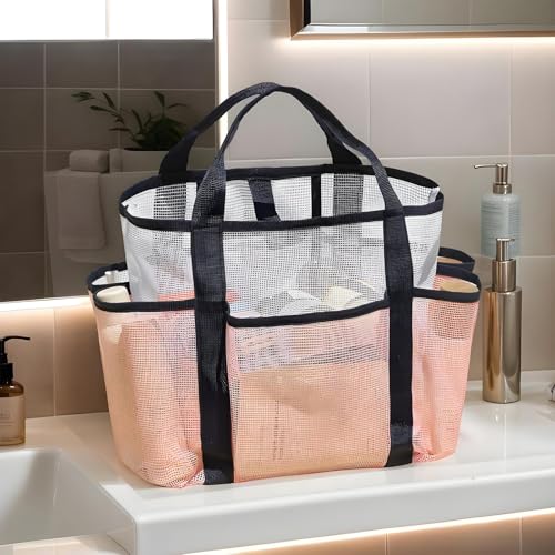 Mesh Beach Bag Women, Multi-Pocket Large Travel Tote, Lightweight Sand-Free Organizer for Towels Swimsuits Hats Scarves Toys,3