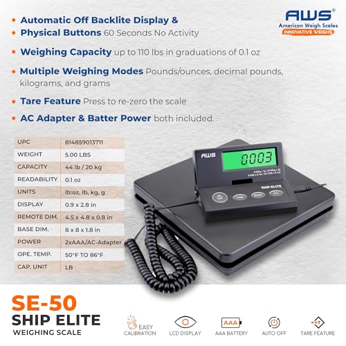 Báscula digital postal y de equipaje AMERICAN WEIGH SCALES 110 lbs miniatura 4