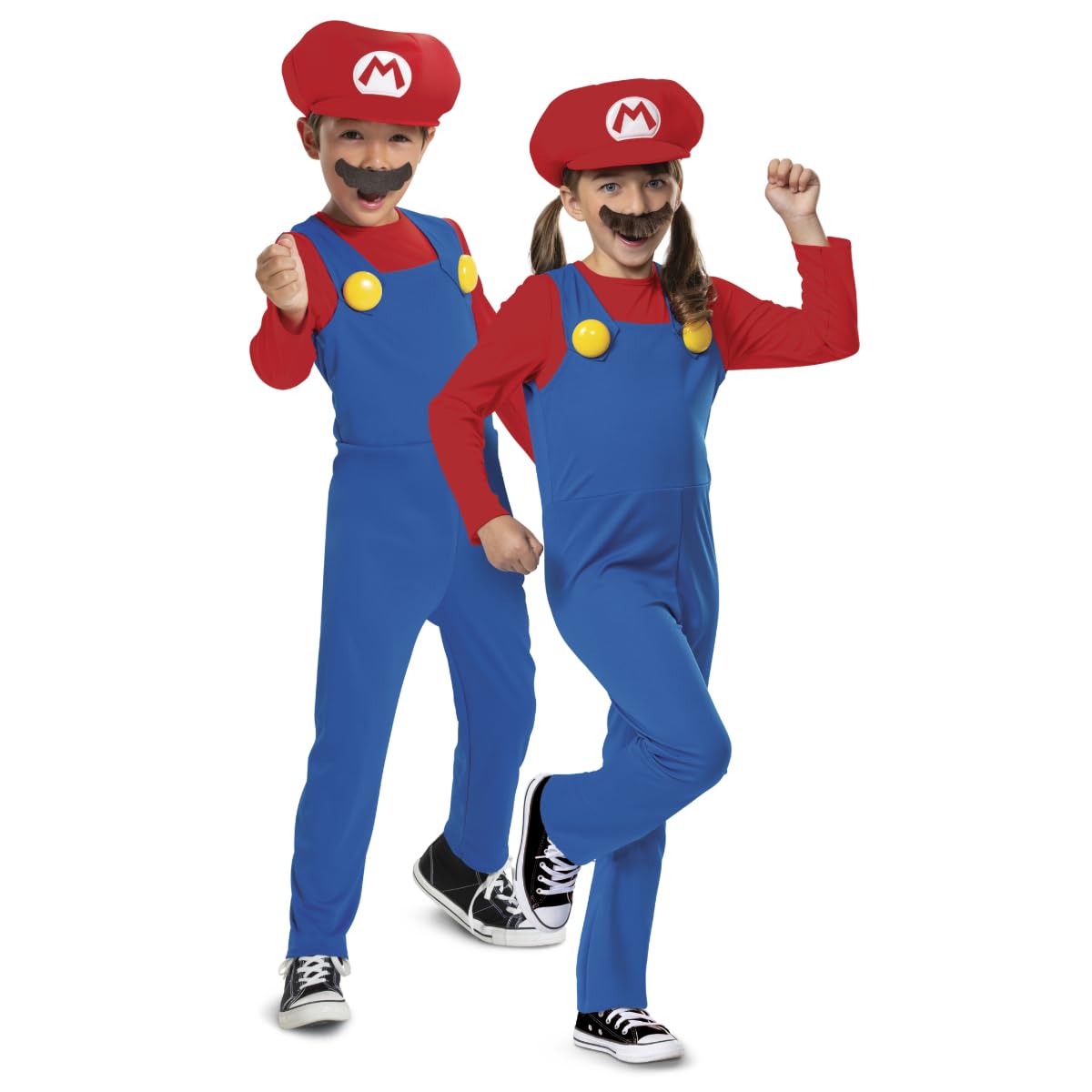 Super Mario - Disfraz Super Mario - Incluye Bigote y Gorro - Tallas XS, S, M - Para Niños de 3 a 8 Años