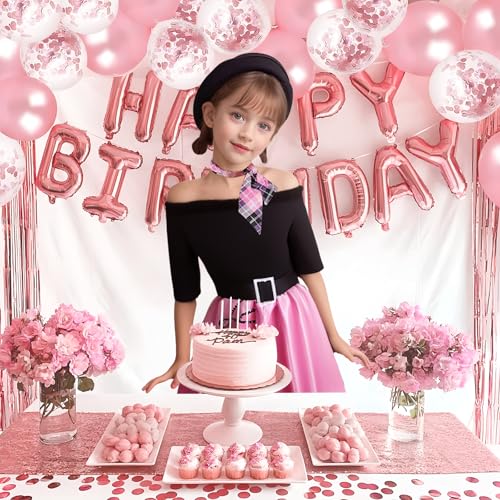 Disfraz años 50 para niñas con vestido y accesorios miniatura 5