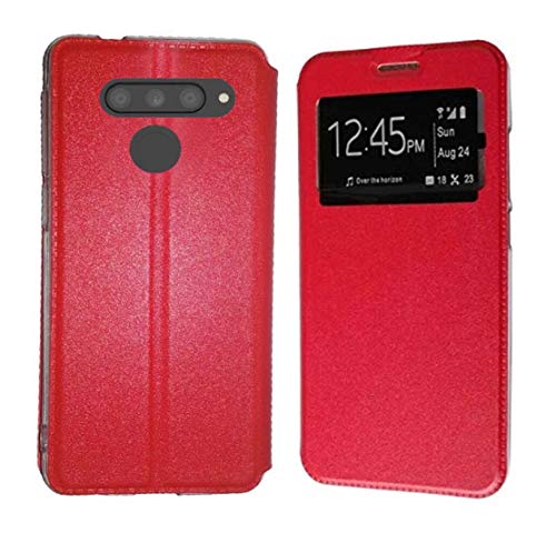 Todobarato24h Funda Compatible con LG K50S (6.5) Pulgadas Roja Libro Ventana