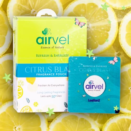 Image of Airvel Citrus Blast Fragrance Pouch 4 Pcs (10g each) | Bathroom Freshener | Toilet Freshener | Air Freshener for Bathroom and Toilet | Non-Toxic, Safe | Long-Lasting Freshness Up to 30 Days
