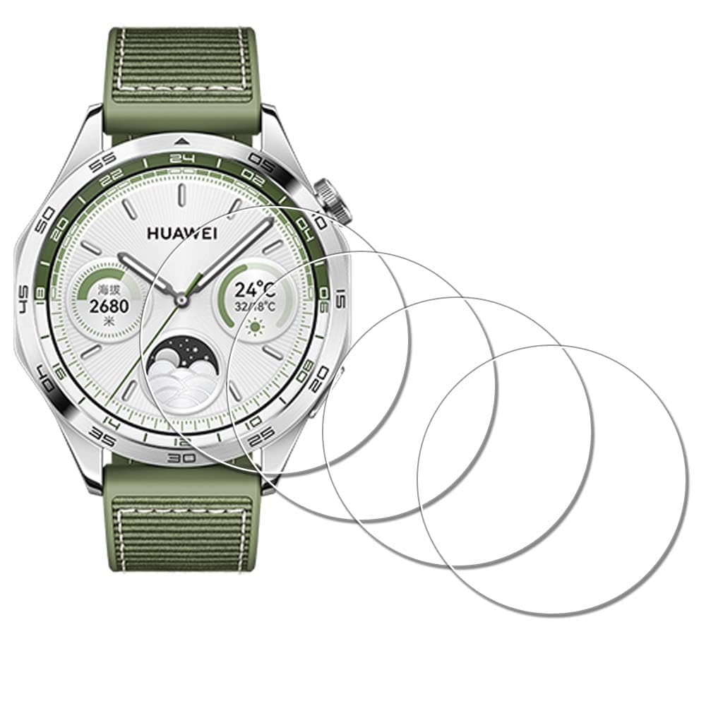 Azonee (4Pack) Premium Screen Protector for Huawei Watch GT 4 46mm Tempered Glass Film Guard Cover Genuine Glass One Push Super Easy Installation