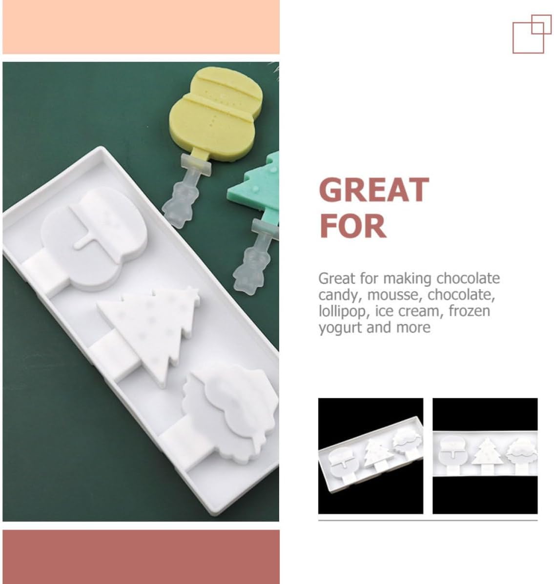 Christmas Tree Ice Pop Mold Silicone Washable Maker for Yogurt Mousse