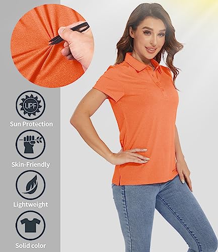 Tacvasen Polo Shirts For Women Lightweight Shirts Tennis Shirts Quick Dry Shirts Sun Protection Shirts Uv Shirts Work Shirts Orange #TOP3