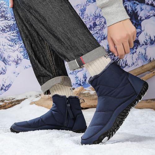 Image of Men's and Women's Barefoot Hiking Boots | Zero Drop Winter Snow Boots with Wide Toe Box | Slip-On Waterproof Ankle Booties | Minimalist Five-Finger Sneakers for Outdoor Hiking and Walking
