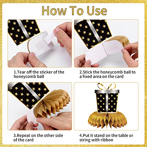Happy Birthday Honeycomb Centerpieces, 9Pcs Black Gold Happy Birthday Party Decoration Tables Decorations Honeycomb Table Topper For Boys Men Women Birthday Party Decoration Party Supplies #TOP2