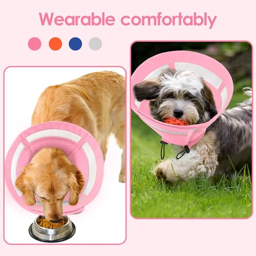 Image of SAWMONG Soft Cone for Dogs - Medium Dog Recovery Collar, Adjustable E-Collar to Stop Licking After Surgery (M, Pink)