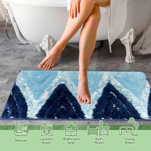 Image of Venice Soft Microfibre Solid Mat for Office /Floor /Home /Bathroom /Bedroom /Kitchen (40x60 cm) 2000 GSM Super Absorbent Anti-Skid Bath Mats (Pack of 1) Navy Blue