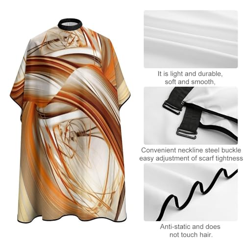 Capa para Corte de Pelo Abstract Naranja y Blanco Impermeable miniatura 4