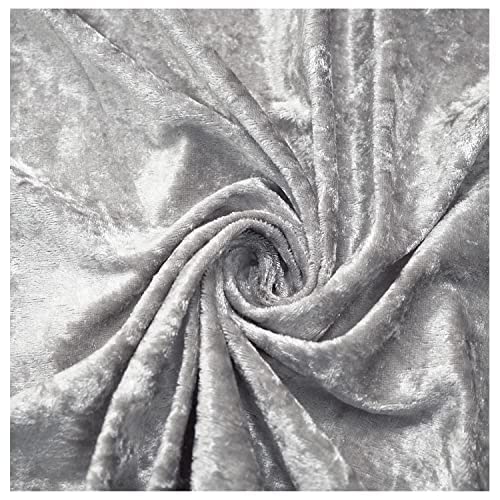 Crushed Velvet Fabric Craft Stretch Velour Material - Soft Furnishing & Craft Velour Fabric - 150cm Wide (Platinum Silver, 1000cm x 150cm (393" x 60")) — image 1