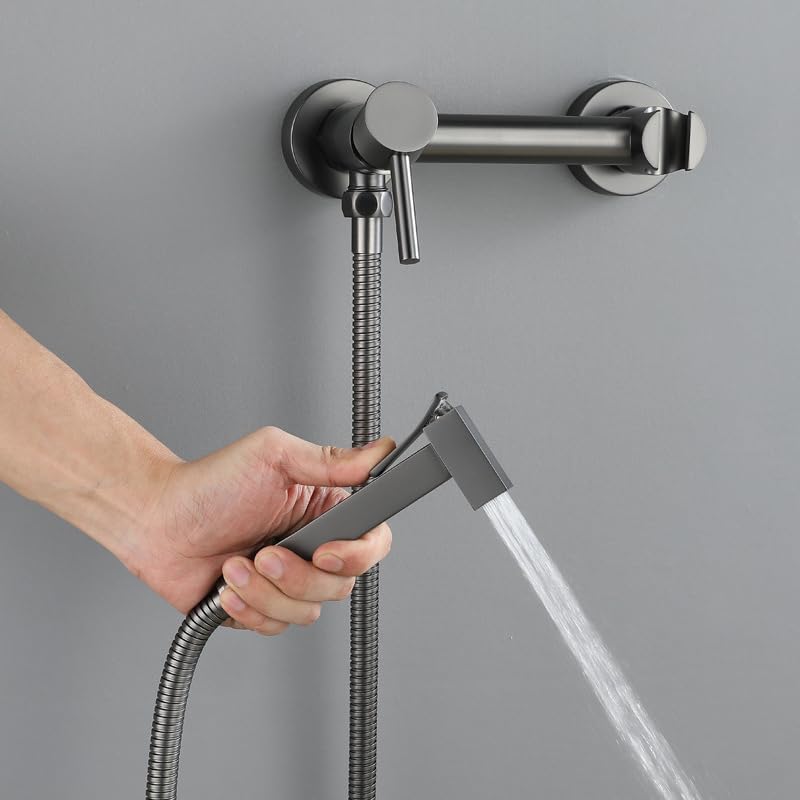 Pulverizador De Didé Para Inodoro Bidet Para Inodoro Con Agua Caliente Bidet Para Inodoro Mango Único gris Pistola tubería De Acero Inoxidable