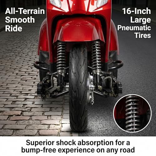 Comfort Heavy Duty Mobility Scooter for Adults & Seniors, 1000W 4-Wheel Electric Mobility Scooter, 500 lbs Capacity, 16\" Tires, 40KM Range for Travel, Reclining Seat for Tall Adults, 3-Speed Control