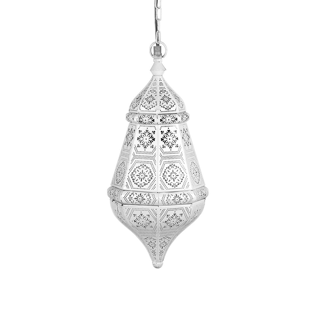 Orientalische Pendelleuchte Salma aus Metall in Weiß 40 cm Wohndeko
