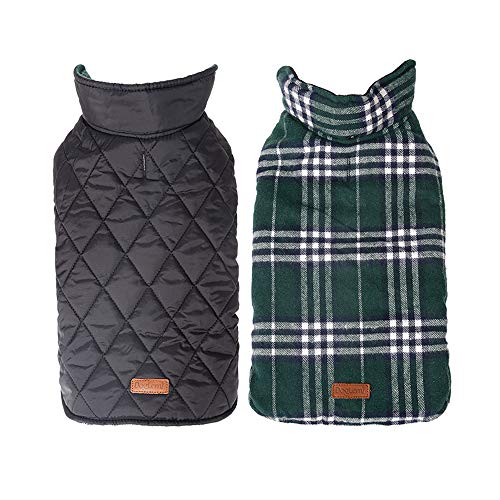 Youth Union - Chaqueta para perros, abrigo de invierno forrado para otoño e invierno, para perros pequeños y medianos, estampado a cuadros, reversible