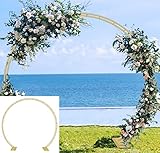 Queension Extra Large Wedding Arch for Ceremony 8.5Ft Wide 7.4Ft High, Metal Balloon Arches Backdrop Stand with Base for Party Supplies, Outdoor Garden Trellis for Climbing Plant, Round Frame, Gold