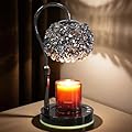 VXUNLIOR Candle Warmer Lamp with RGB Lighting - Dimmer Electric Candle Lamp Warmer Crystals Lampshade,Adjustable Height Wax Warmer Lamp with 2 Bulbs for Jar Candles,Gifts for Mom Womens?Black?