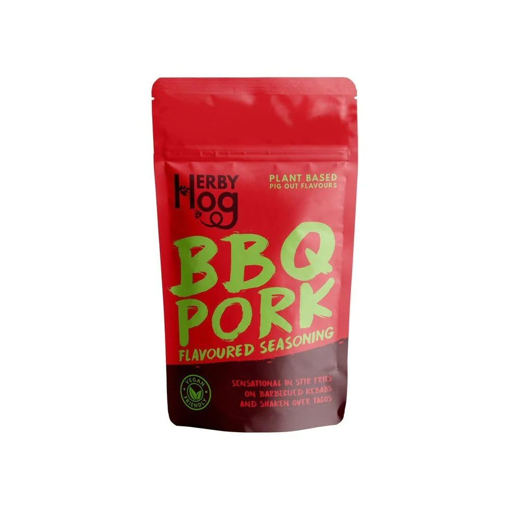 Pork Seasoning – BBQ – 60g – Plant Based Vegan Friendly – 12 Servings – Resealable Packet – Made in the UK by Herby Hog