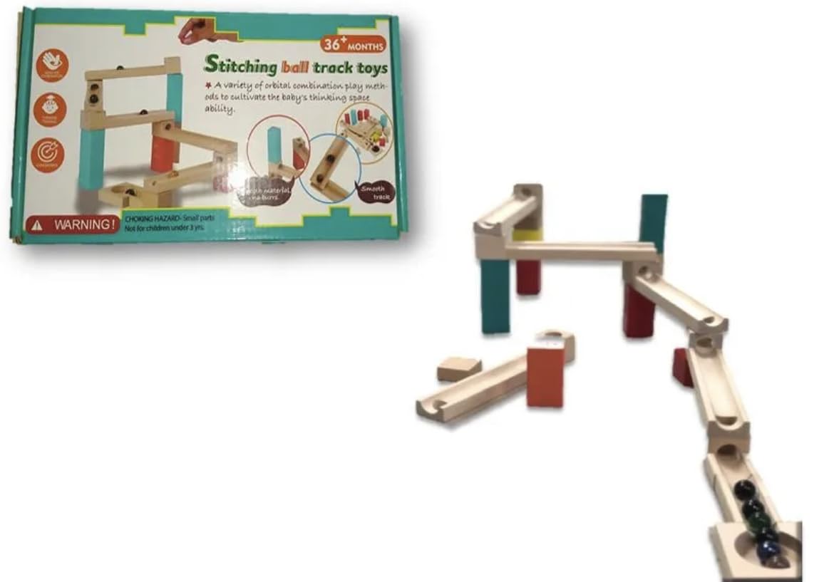 TOYARTSY Wooden Construction Marble Slider Puzzle and Marble Slippery Run Track Toys 3