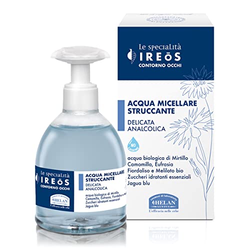 Helan, IREOS, Acqua Micellare Delicata e Analcolica, Struccante Viso e Occhi Lenitivo e Rinfrescante con Camomilla, Prodotto Skincare ad Azione Detergente Viso e Contorno Occhi Pelle Sensibile, 240 ml