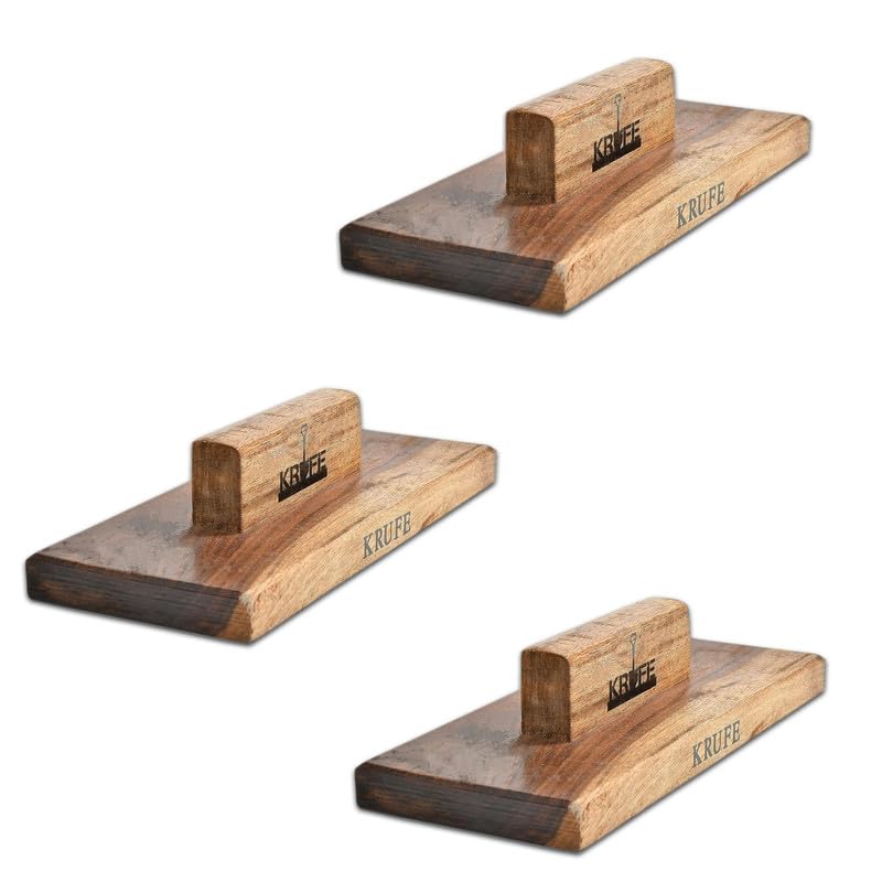 Image of KRUFE Wooden Trowel Wood Float Pack of 3 | Handcrafted Masonry Tool for Cement Plaster Work, Wall Leveling and Surface Smoothing | Lightweight Wooden Float for Construction and Repair Use