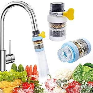 Faucet Tap Water Filter, Uooker 2 Pcs Activated Carbon Kitchen Tap Filter, Removes Chlorine Fluoride Heavy Metals Hard…