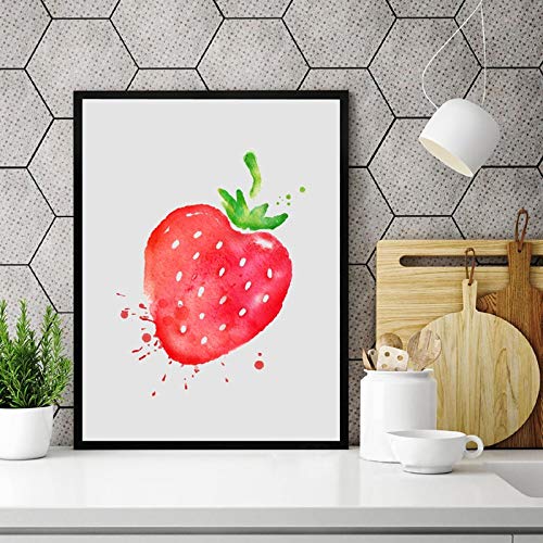 Art mural aquarelle fruits fraise affiche décoration cuisine 50x70cm