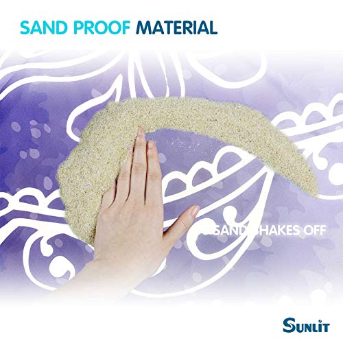 Sunlit Silky Soft 85"x72" Boho Sand Proof Beach Blanket Sand Proof Mat with Corner Pockets and Mesh Bag for Beach Party Travel - Image 3