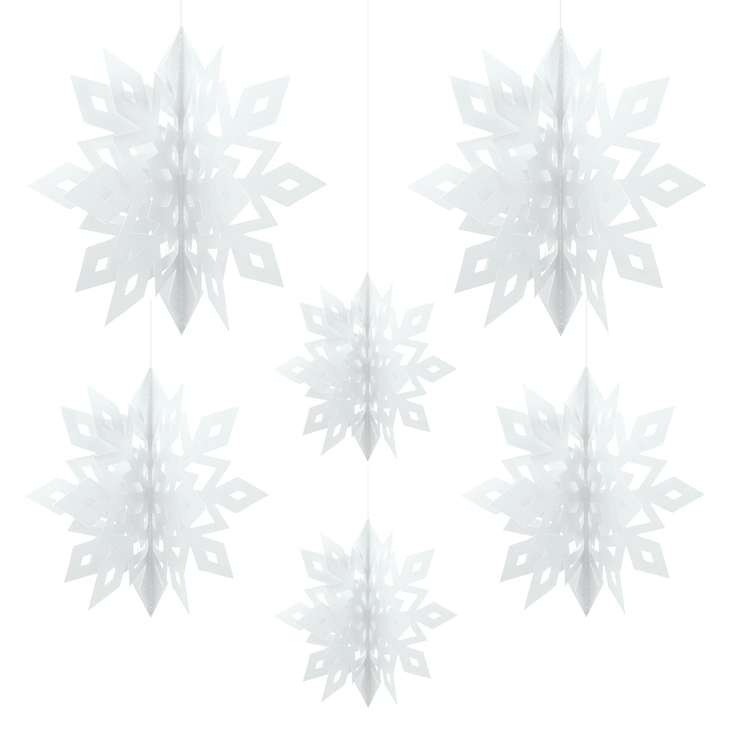 Oblique Unique 3D Schneeflocken Set – 6 Stück In Irisierend, Größen 15–24 Cm, Winter- & Weihnachtsdeko