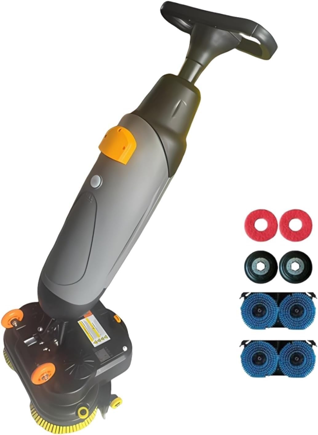 Máquina Lavadora de Pisos Profesional 17" - Fregadora Industrial con Doble Cepillo y Tanques Separados para Cemento Mármol, Ideal para Locales Comerciales (Rojo)