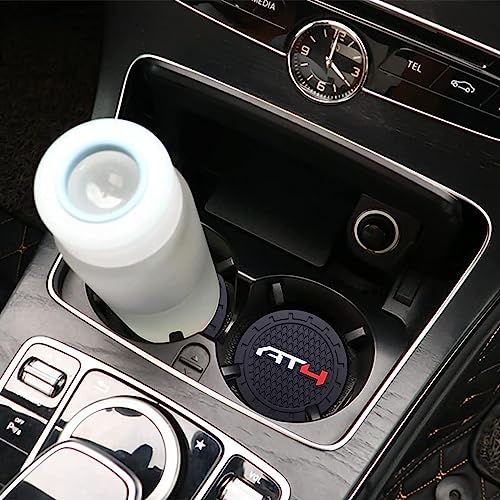 Car Cup Holder Coaster Compatible With Gmc At4 Accessories, Inside Shiny Insert Rubber Pad Set 2.75 Inch Round (Black 2 Pieces) #TOP3