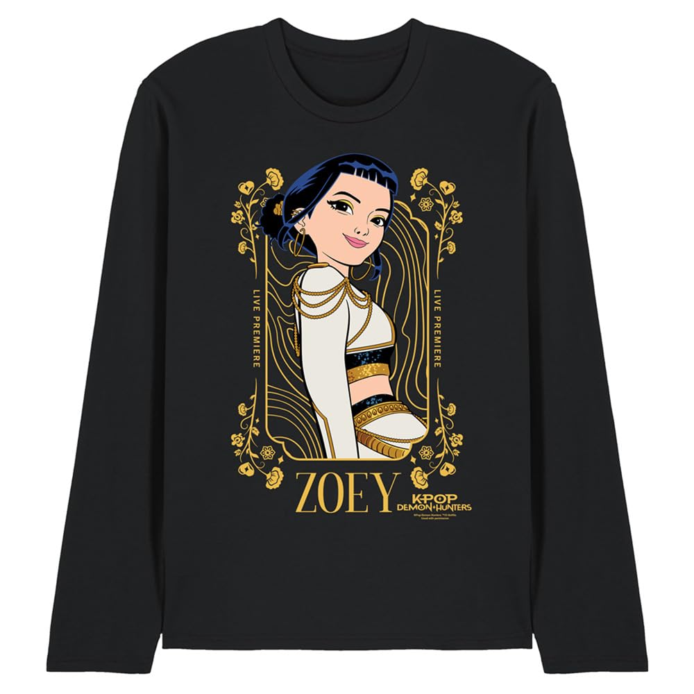 Kpop Demon Hunters Zoey Golden Frame Unisex Long Sleeve T Shirt, Black, XX-Large