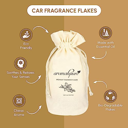 Image of Aromahpure Premium Car Perfume Fragrance Flakes - Vanilla Fantasy, Luxury Car Air Freshener made Organically with Essential Oil, Grains, and Flakes - 50 Gms, fragrant for 30 days, IFRA certified